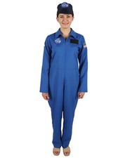 HPO Adult Women's Blue Astronaut Jumpsuit Costume with Cap, Perfect for Cosplay