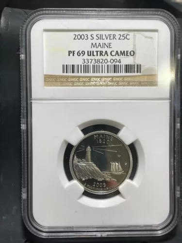 US 2003-S 25c Quarter SILVER - NGC PF69 Ultra Cameo - Maine