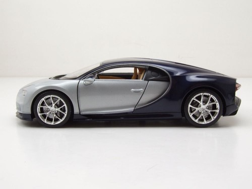 Bugatti Chiron 2017 modelo de coche 1:24 Welly plata azul - Imagen 3 de 9