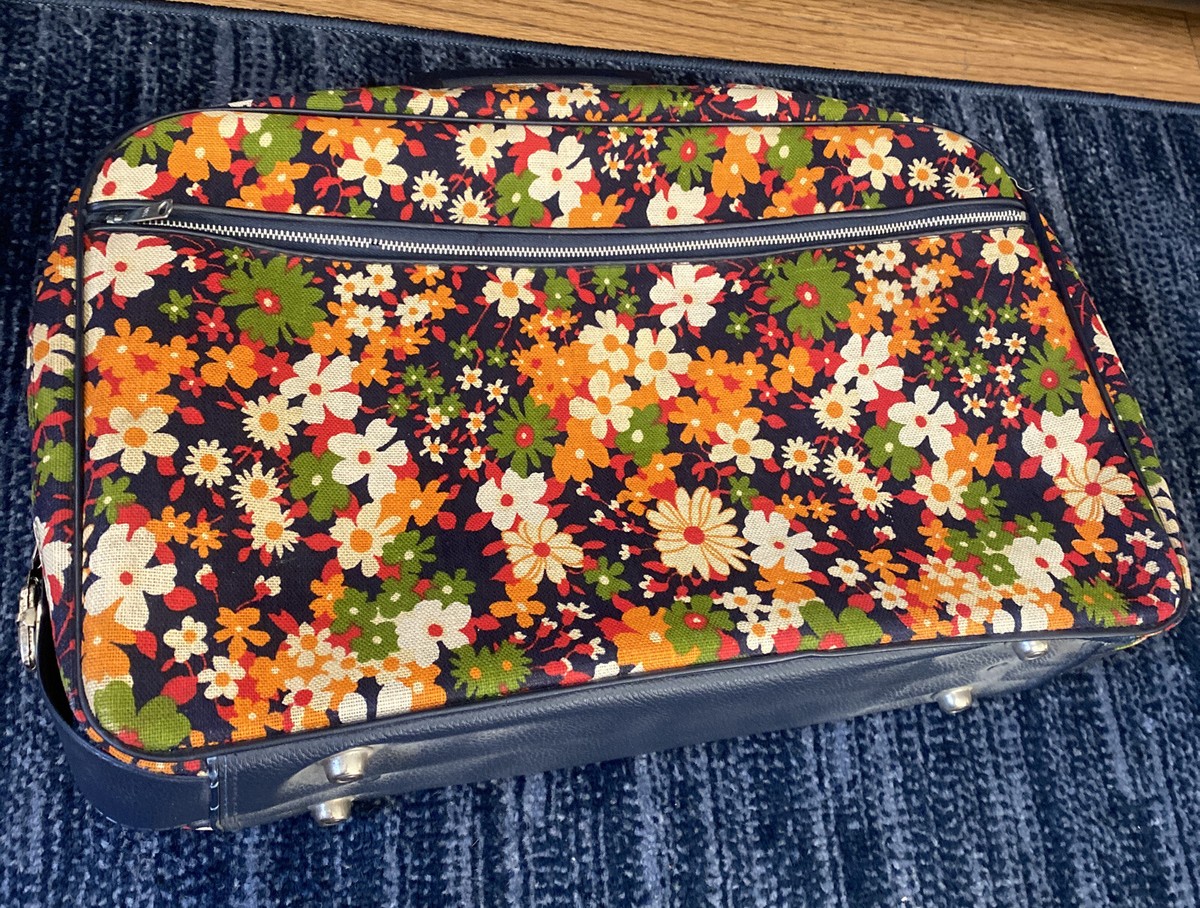 Vintage Japan Flower Daisy Suitcase Luggage 60s-70's Bantam BoHo