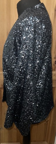 Gap Sequin Jacket Size 12/14 RRP £99 Womens Ladies Silver/Black Christmas Kimono - Picture 6 of 11