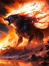 5D Diamond Art Painting Kit DIY Flaming Wolf 30cmx40cm