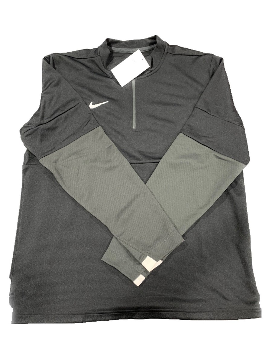 New Nike Therma Half Zip Sideline Coaches Top Men's Large BLK/Grey