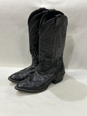 Larry Mahan Black Ostrich Boots VTG Larry Mahan Men main image 2