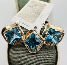 Sterling Silver 925 Jewelry Set Ring Earrings 9k Gold Zircon