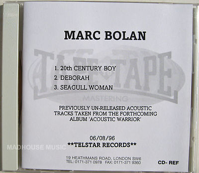 MARC BOLAN CD 20th Century Boy / Deborah / Seagull Woman STUDIO ACETATE UK MINT