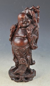 Vintage Chinese Carved Wood Statue Of Buddha