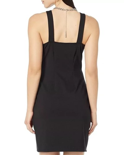 Vestido Michael Kors Talla XS Collar Cadena Plateado Negro Sobre la Rodilla NUEVO CON ETIQUETAS FU328 - Imagen 3 de 7