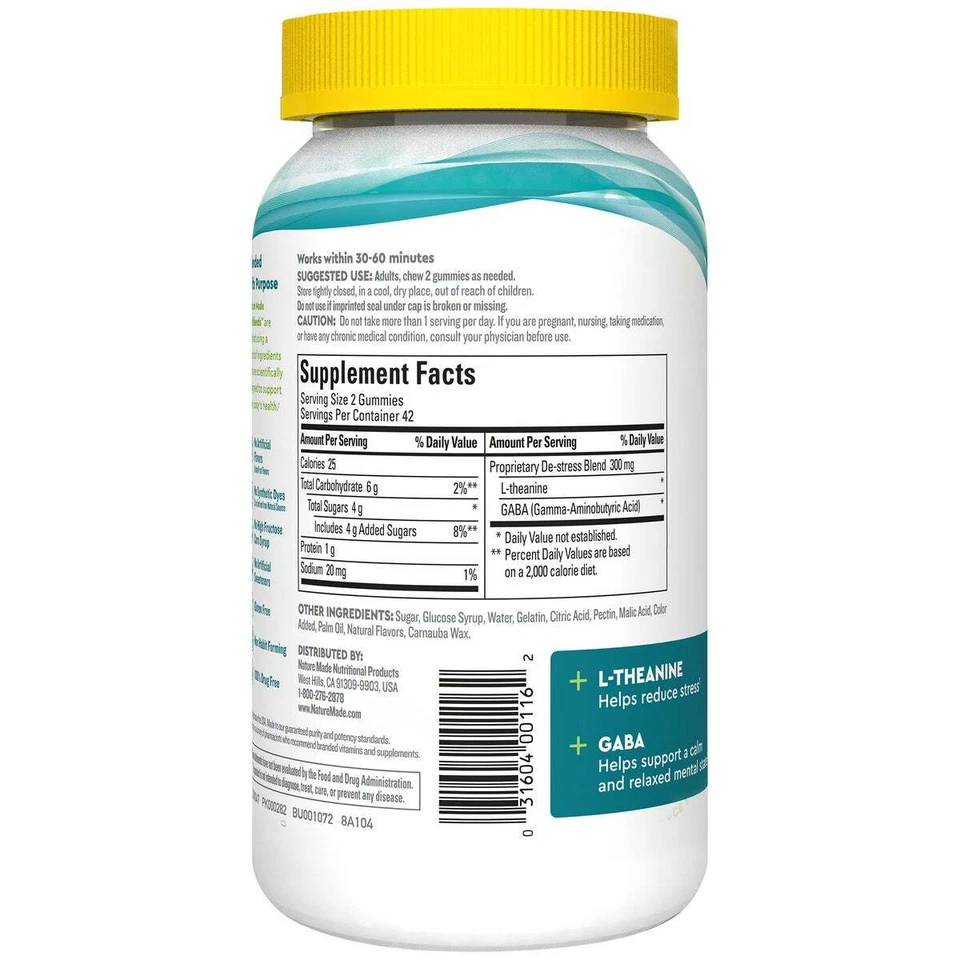 Nature Made Wellblends Stress Relief, 84 Strawberry Gummies with L-Theanine GABA - Image 2 of 2