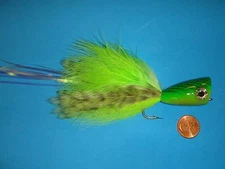 BLUEWATER / BIG GAME FLIES - Green/Chart OFF-SHORE TANDEM Popper Size 4/0 (2 pc)