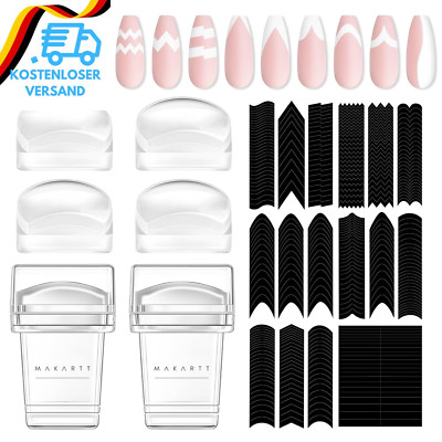 Makartt 12 STK French Nail Art Stamper Kit,2 STÜCKE Gelee-Nagelstempel 4 Stück A