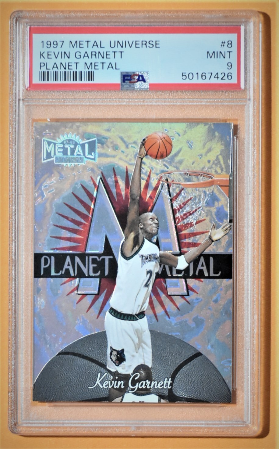 1997 Metal Universe KEVIN GARNETT Planet Metal #8. PSA 9 MINT