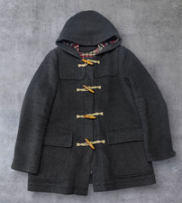 Fred Perry Wool Duffle Coat Uk10 Womens Grey Button Up Check Lined Mod Ska Parka