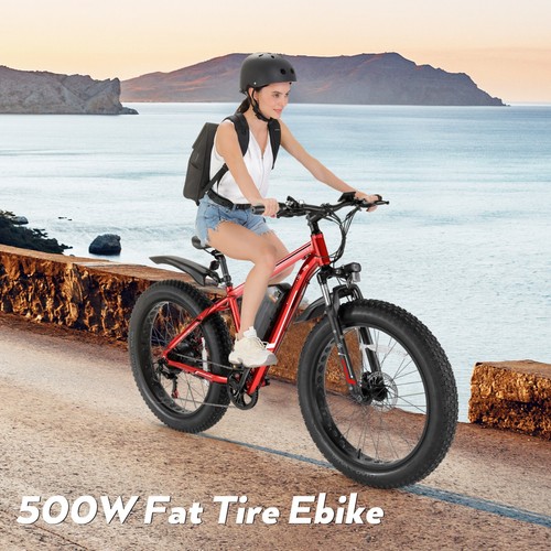 26” 4.0 Fat Tire Electric Bike, 500W 48V 7 Speed Adult Electric Commuter Bike US - Picture 43 of 44