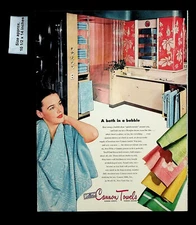 1945 Cannon Towels Sheets Home Decor Bath in a Bubble Vintage Print Ad 33929