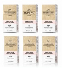  6 Pack Wella ColorCharm Permanent Hair Toner Liquid T27 Medium Beige Blonde 
