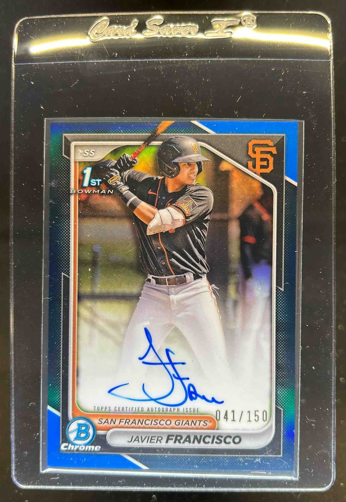 2024 Bowman Chrome Javier Francisco Auto Blue Refractor 1st #41/150