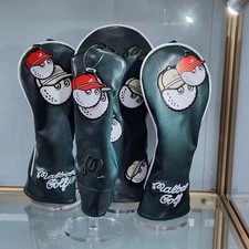 Dark Green Malbon Golf Headcovers Driver Fairway Hybrid PU Leather Set 4pc