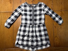 Tea Collection Checkered Plaid Shirtdress with Pockets Black White Dress Size 4