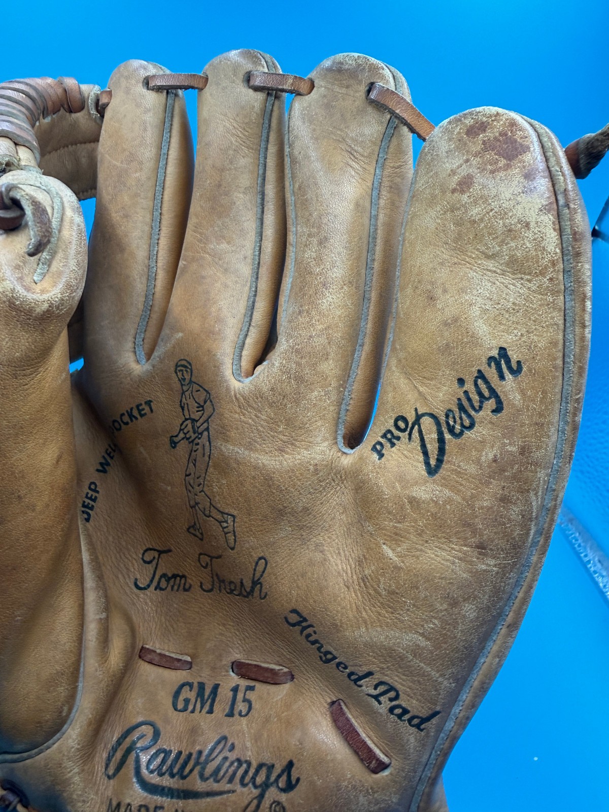 Vintage Rawlings GM15 Tom Tresh Baseball Glove Deep Well 1960s USA Yankees