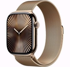 Apple Watch Series 10 46 mm Boîtier titane Or Bracelet Milanais taille M/L Or 