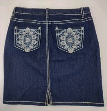 Nine West Jeans Pencil Jean Skirt Size 8/28 Average Embellished Bling Pockets