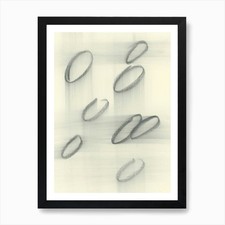 Image of charcoal drawing abstract oval circ Framed Wall Art Poster Canvas Print Picture