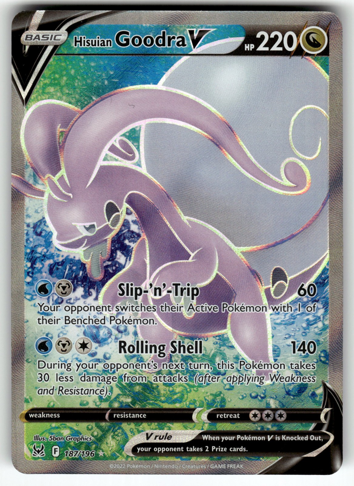 Hisuian Goodra V (Full Art) 187/196 SWSH11: Lost Origin NM Pokemon Card TCG