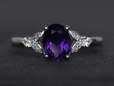 Purple Amethyst 925 Sterling Silver Women Ring Duty Free