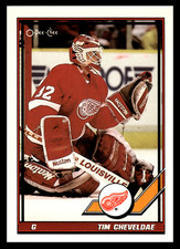 1991-92 O-Pee-Chee Tim Cheveldae #35 Detroit Red Wings NHL Hockey Base Set