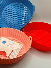 3-Pack Air Fryer Silicone Pot Liners Reusable Basket Oven Baking Tray Pads