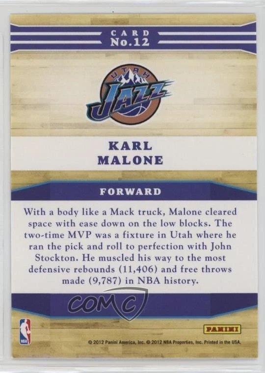 2012-13 NBA Hoops Franchise Greats Karl Malone #12 HOF - Image 2 of 2