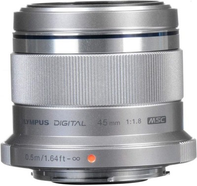 Olympus M.Zuiko Digital 45mm F1.8 Lens, for Micro Four Thirds Cameras (Silver)