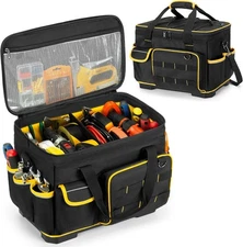 16-inch Tool Bag with Hard Bottom and a Detachable Divider, Heavy Duty Tool Tote