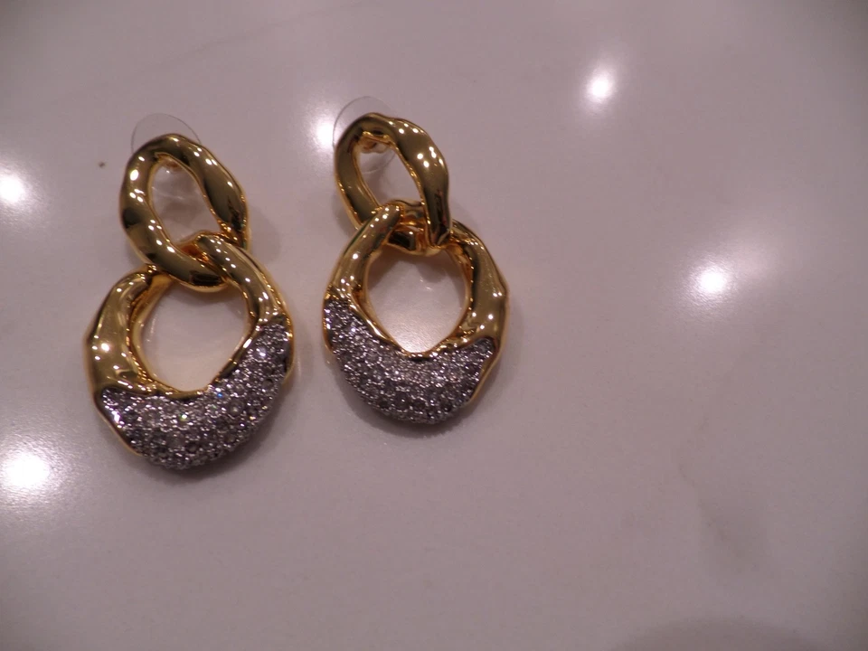 Nuevo pendiente ALEXIS BITTAR Solanales eslabones cristales latón chapado en oro 14K, ¡$299! Foto 2 de 4