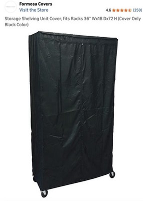 Formosa Covers - 36 ''W x 18''D x 72''H Storage shelving cover w/T-zipper/ Black
