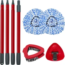 Spin Mop Replacement Head Handle Base Scrubber 2 Microfiber Refills Floor Cleani