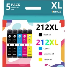 5Pk 212XL T212 212-XL Ink Cartridges For Epson Workforce XP-4100 XP-4105 Printer