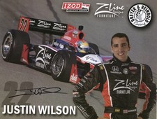 Justin Wilson Hand Signed Indycar Card (280x215mm).