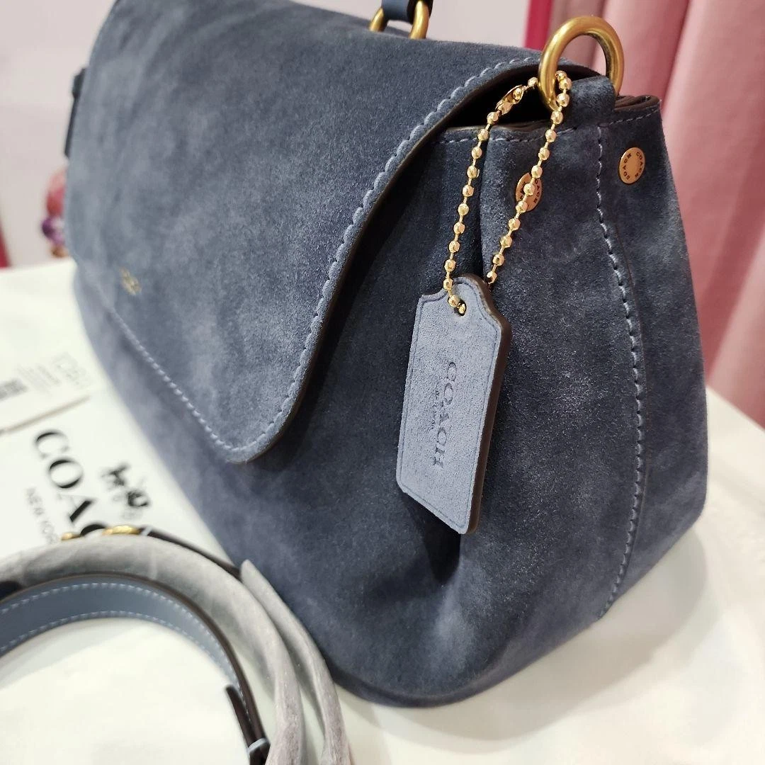 Coach Women's Suede Exterior Blue Bags & Handbags for Women for