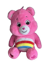 CARE BEARS Large 27" Plush Rainbow Belly Pink Bear Stuffed Animal Vintage Style