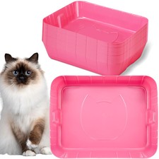 25 Pcs Disposable Litter Boxes for Cats Plastic Cat Litter Tray Large Kitten ...