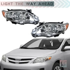 Headlights Left+Right For Toyota Corolla CE LE L 2011 2012 2013 Headlamps Chrome