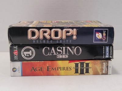 3 SEALED Big Box PC CD-ROM Games - Drop!, Casino 3D, Age Of Empires III Asian Dy