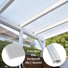 Terrassendach - Terrassenüberdachung X-Struktur klar 16mm Stegplatten Alu/Gummi