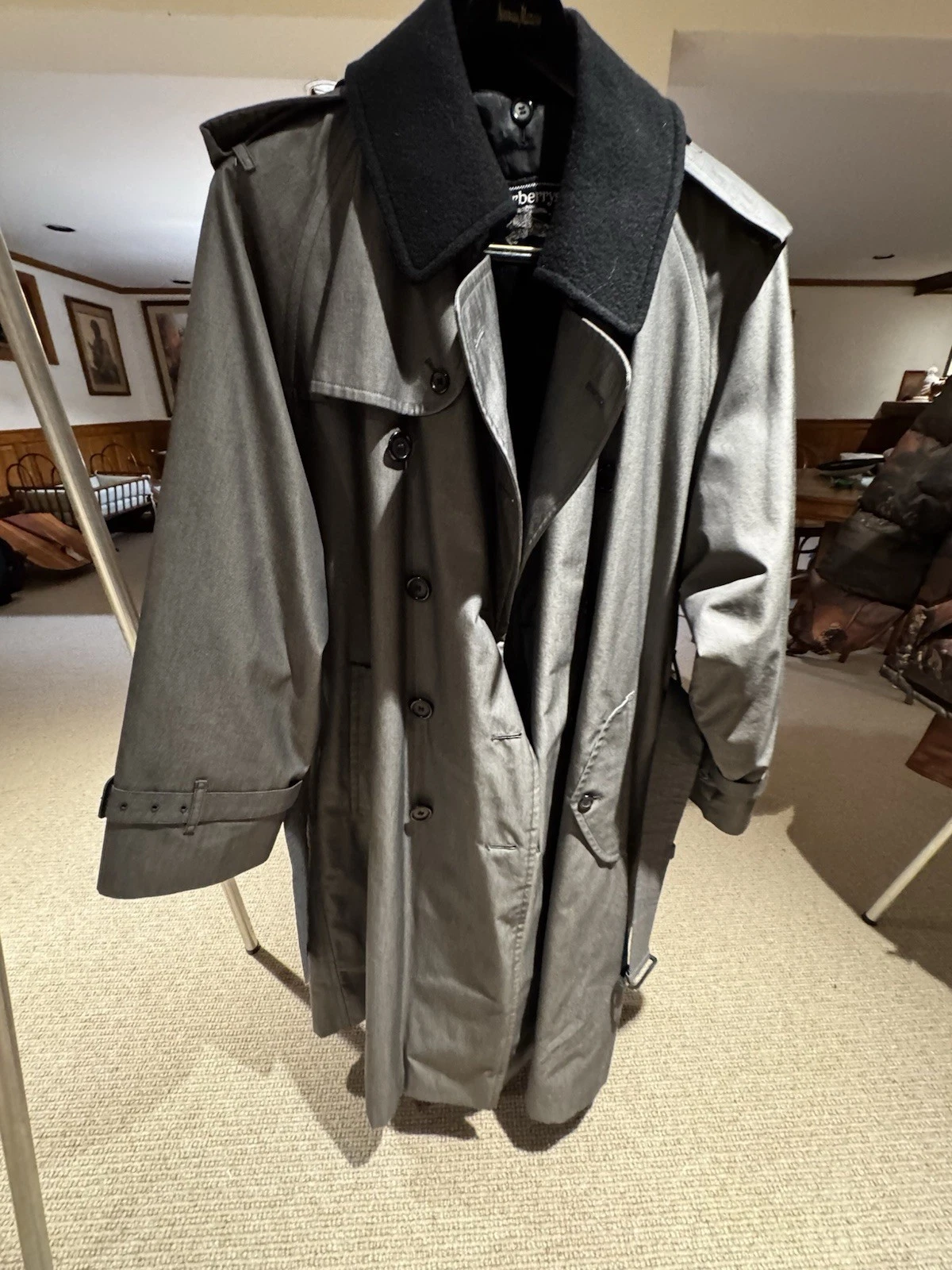 Burberry London Men's Canvas Trench Coat | Made in England | Gray | Size 52 - product detail image 3