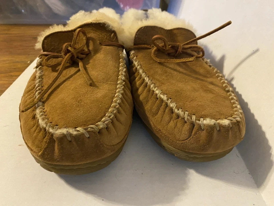 LL Bean Wicked Good Para Hombres Talla 14W Mocasines Piel de Oveja Gamuza Piel de Oveja Tostado 264593 Foto 3 de 4