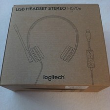 Logitech USB Headset Stereo H570e Dual Headphones Microphone New Open Box Black