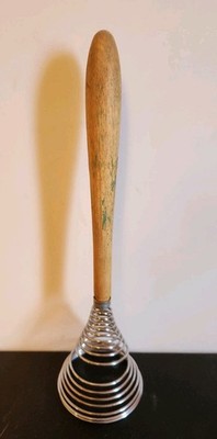 Vtg MCM Spiral Coil Egg Whisk Beater Stainless French Spring Kitchen Utensil