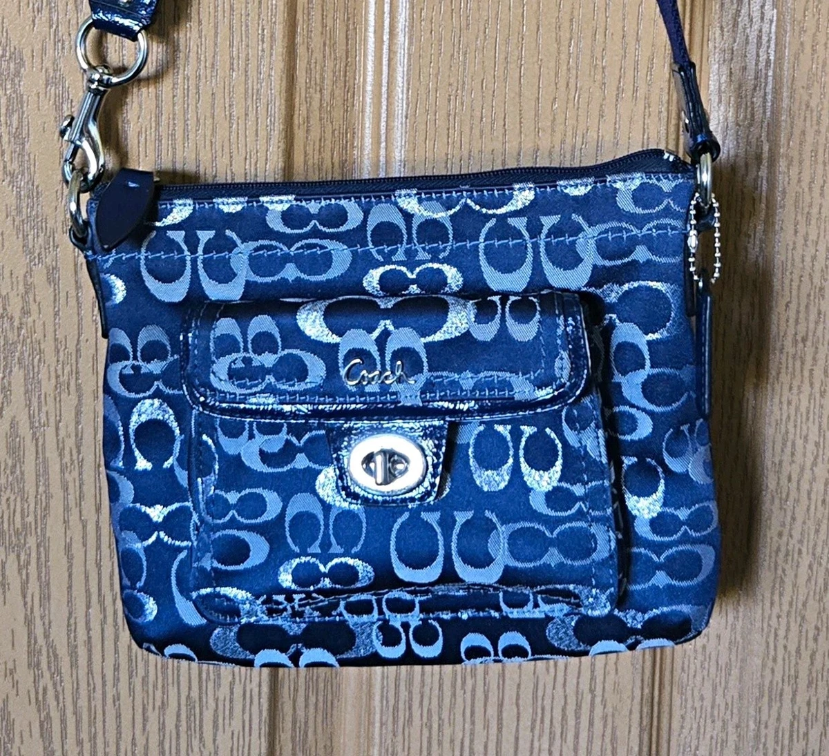 Navy Blue Leather Coach Purse for sale - eBay